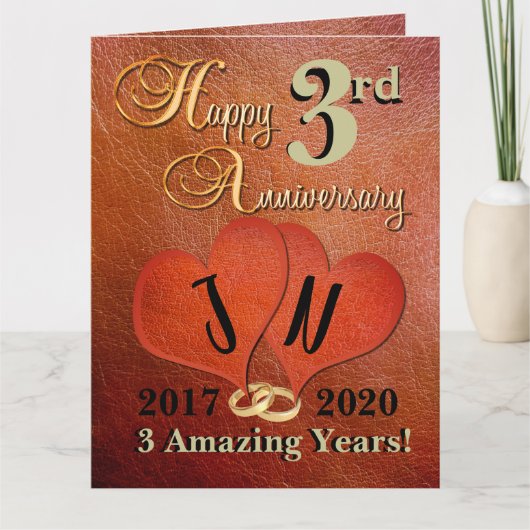 3パーソナライズされた年結婚記念カード カード (正面)