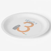 3パーソナライズされた期グレイモダンバニープレート ペーパープレート (アングル)