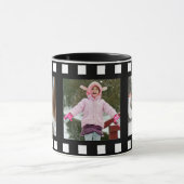 3パーソナライズされた枚のフォトブラックフィ転がルム マグカップ (中央)
