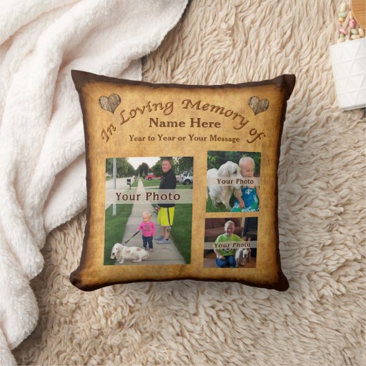 3パーソナライズされた枚の写真と文字 クッション (ブランケット)