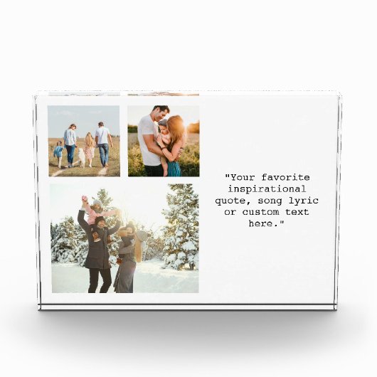 3パーソナライズされた枚の写真のコラージュと引用文のフォトブロック フォトブロック (正面)