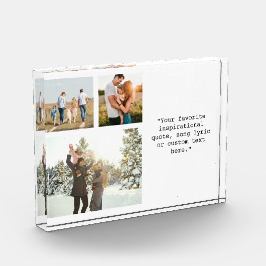 3パーソナライズされた枚の写真のコラージュと引用文のフォトブロック フォトブロック (左)