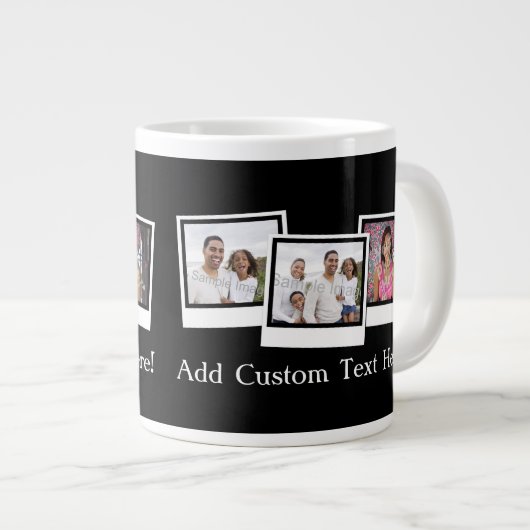 3パーソナライズされた枚の写真のスナップショットフカスタムレームの色 ジャンボコーヒーマグカップ (正面右)