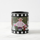 3パーソナライズされた枚フォトブラック転がフィルム マグカップ (中央)
