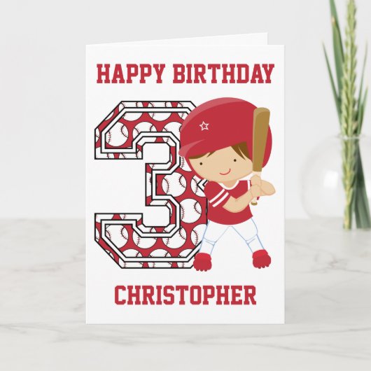 3パーソナライズされた歳のバッターレッド カード (正面)