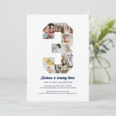 3パーソナライズされた歳の誕生日カスタム写真コラージュ 招待状 (スタンド正面)