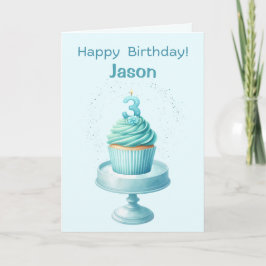 3パーソナライズされた歳の誕生日カップケーキカード カード