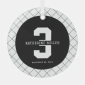 3パーソナライズされた歳の誕生日モダンとエレガント ガラスオーナメント (正面)