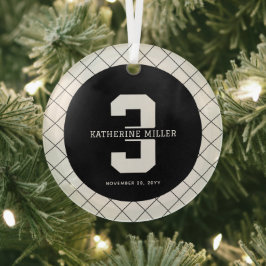 3パーソナライズされた歳の誕生日モダンとエレガント ガラスオーナメント