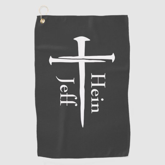 3パーソナライズされた爪、 ネイルホワイトクロスクリスチャン ゴルフタオル (正面)