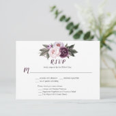 #3パープルプラムピンク牡丹の花束メニューの選択 出欠カード (スタンド正面)