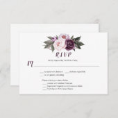 #3パープルプラムピンク牡丹の花束メニューの選択 出欠カード (正面/裏面)