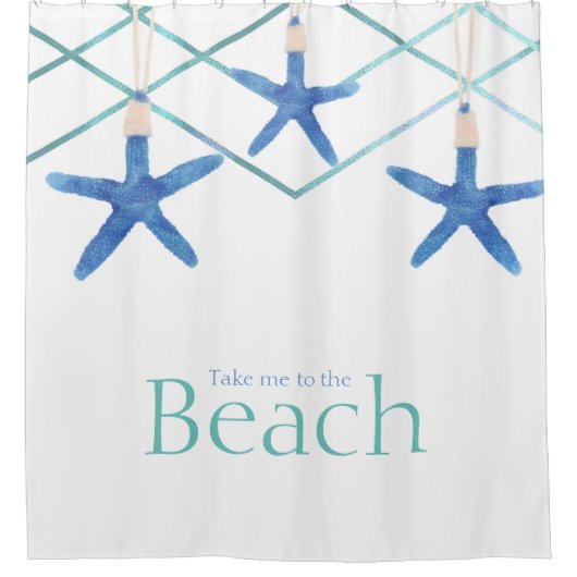3ヒトデ&ライモダンンエレガントビーチカスタム シャワーカーテン (正面)