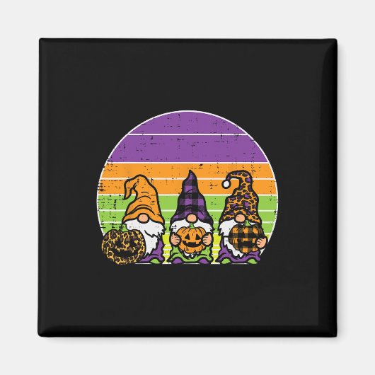 3ヒョウ格子状格言カボチャレトロハロウィンコス マグネット (正面)