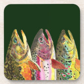 3ビッグトラウト-ブルック、ブラウン、レインボー コースター (正面)