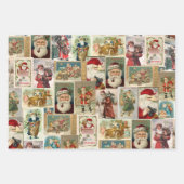 3ビンテージクリスマスサンタラッピング紙シート ラッピングペーパーシート (正面3)