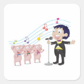 3ピッグ合唱団で歌う少年 スクエアシール (正面)