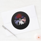 3ピットブルと米国国旗 ラウンドシール (封筒)