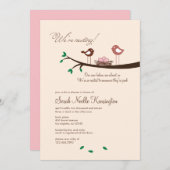 3ピンクエッグトリプレットガールズベビーシャワー招待状 招待状 (正面/裏面)