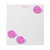 3ピンクソフトボール女子パーソナライズされたスポーツ ノートパッド (正面)