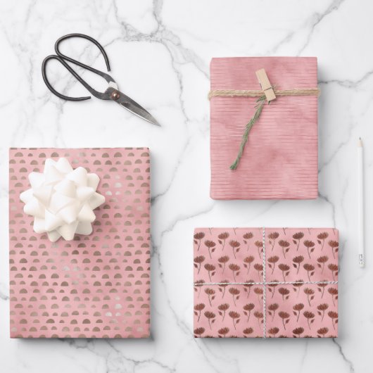3ピンクフォーチュン日本の紙セット ラッピングペーパーシート (正面)