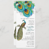 3ピーコックフェザーアールデコウェディング招待状 招待状 (正面/裏面)