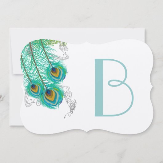 3ピーコックフェザーズウェディング招待状 招待状 (裏面)