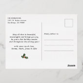 3フォトウィンターボタニカルグリーンメリークリスマス 箔シーズンポストカード (裏面)