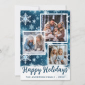 3フォトウィンターワンダーランド雪片クリスマス シーズンカード (正面)