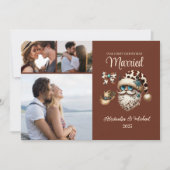 3フォトウェスタン初めてのクリスマス 結婚した シーズンカード (正面)