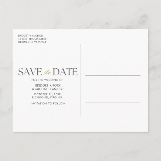 3フォトウェディング日付の保存 案内ポストカード (裏面)