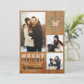 3フォトウッド素朴クリスマスホリデーグリーティング シーズンカード (スタンド正面)