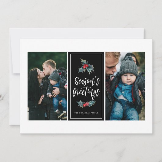 3フォトエレガントホリ絵を描ー |あいさつ文（黒） シーズンカード (正面)