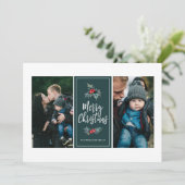 3フォトエレガントホリ絵を描ー | クリスマスグリーン シーズンカード (スタンド正面)