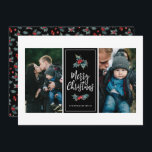 3フォトエレガントホリ色彩の鮮やかー |クリスマスブラック シーズンカード<br><div class="desc">このスタイリッシュクリスマスフォトカードは、前面に2枚、背面に1枚の3枚の写真テンプレートが付いている。前面のカラーブロックの中心（黒で表示）は好きな色にしても構わない。デザインの要モダン素は読、タイポグラフィの「メリークリスマス」と2つのホリーの果実とのアレンジを含む。カードの背面には、白で縁取られた写真テンプレートの後ろの黒い背景にホリーベリーパターンが付いている。デザインや製品に関するお問い合わせ連絡はorabellaprints@outlook.comまで(Tracey)までお願い。</div>