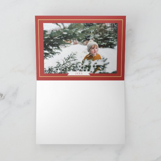 3フォトエレガント季節のごあいさつタイポグラフィホリ シーズンカード (内部)