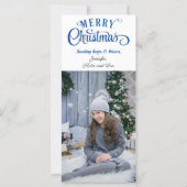 3フォトクリスマスカードブルー&ホワイトテーマ (裏面)