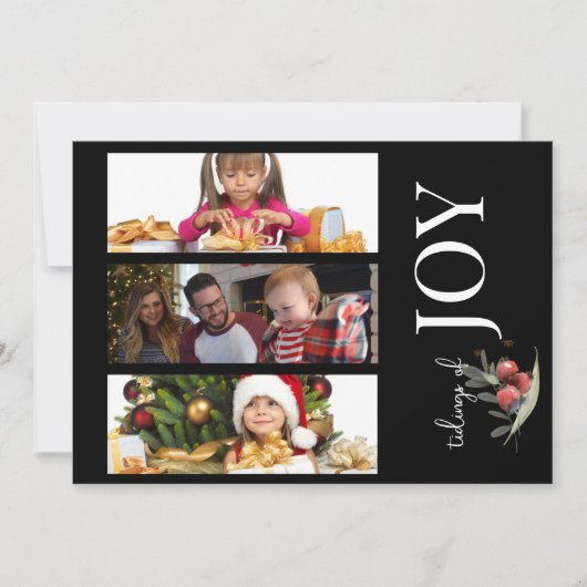 3フォトクリスマスカード – ベリーの喜び シーズンカード (正面)