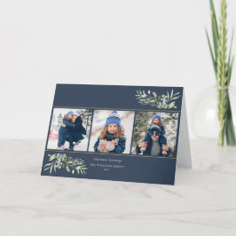 3フォトクリスマスグリーティングシッモダンクな緑 シーズンカード