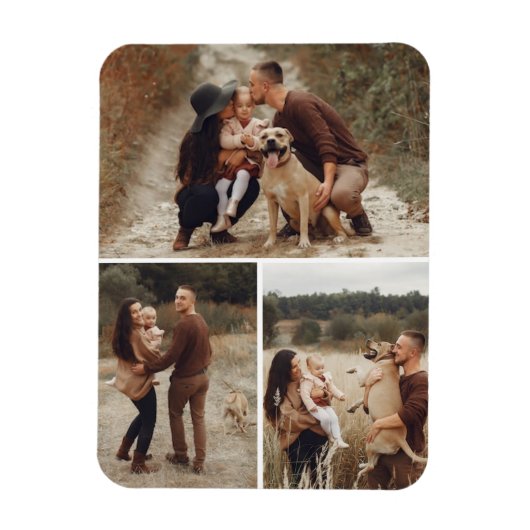 3フォトグパーソナライズされたリッドギャラリーコラージファミリー マグネット (縦)