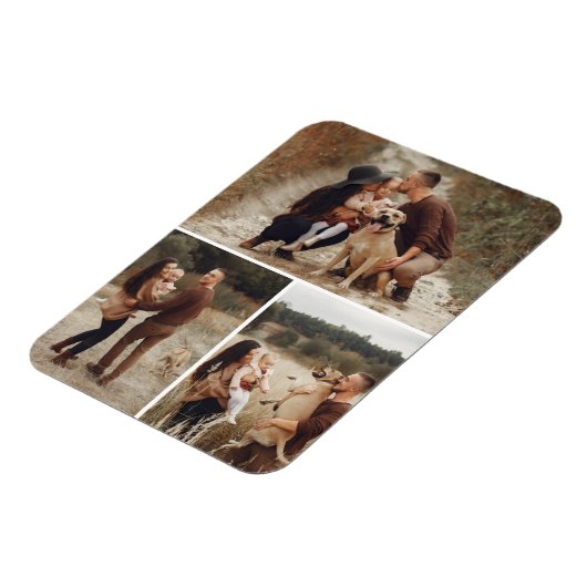 3フォトグパーソナライズされたリッドギャラリーコラージファミリー マグネット (左側)