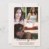 3フォトグラードパーティーフェイクベージュ色米紙 招待状 (正面)