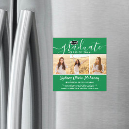 3フォトグリーン磁気卒業の発表 マグネット招待状