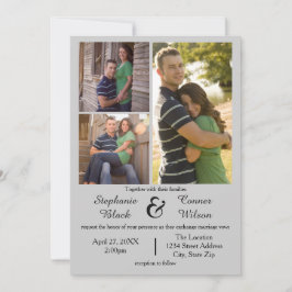 3フォトグレー-結婚式招待状 招待状