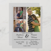 3フォトグレー-結婚式招待状 招待状 (正面/裏面)