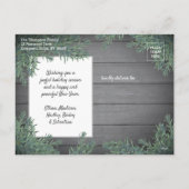 3フォトコラージクリスマスグリーン&グレーウッド シーズンポストカード (裏面)