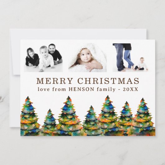 3フォトコラージクリスマスツリー シーズンカード (正面)