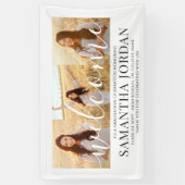 3フォトコラージスクリプトモダンの卒業へようこそ 横断幕 (縦)