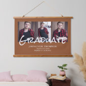 3フォトコラージテラコッタ卒業 吊り下げ型タペストリー (寝室)