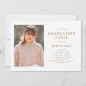3フォトコラージホワイト&ベージュ卒業パーティー 招待状 (裏面)
